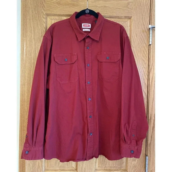 Wrangler Shirt Mens XXL 2XL Rancher Western Red Rockabilly Rodeo Cowboy - Picture 1 of 5
